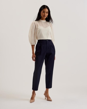 Pantalon Ted Baker High Rise Carrot Leg Bleu Foncé Femme | BMS-71085736